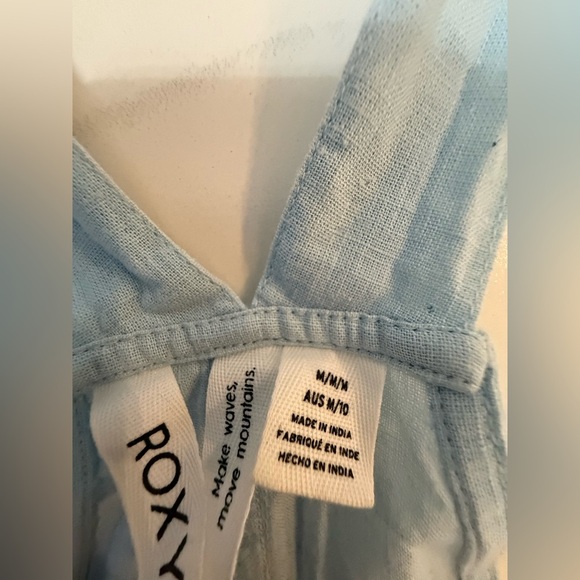 Roxy Blue Linen Overalls with pockets. Medium - Picture 5 of 7